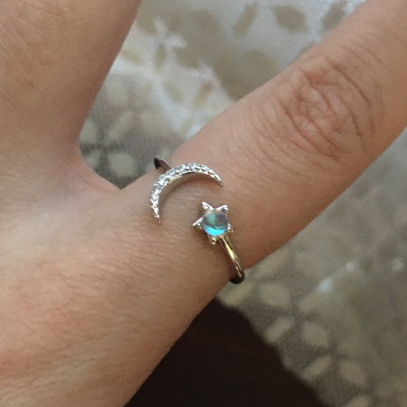 2/$30 Adjustable Moon & Star Moonstone Ring - Picture 2 of 9